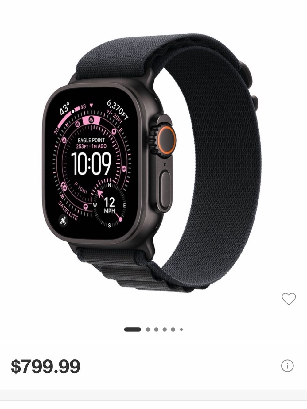 Apple Watch Ultra - Black Case with multiple bands different colors